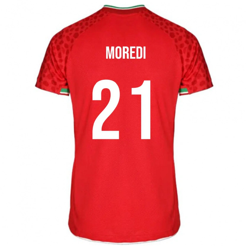 Danxen Mann Iran Abolfazl Moredi #21 Rød Bortetrøye Drakt Trøye 24-26 Skjorter T-Skjorte