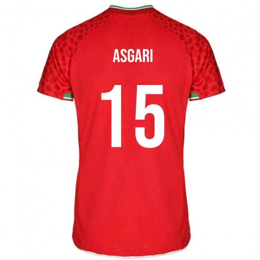 Danxen Mann Iran Mohammad Asgari #15 Rød Bortetrøye Drakt Trøye 24-26 Skjorter T-Skjorte