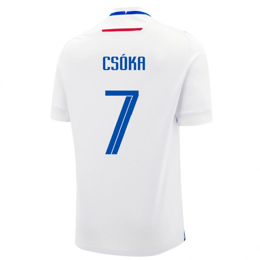 Danxen Mann Slovakia Bálint Csóka #7 Hvit Bortetrøye Drakt Trøye 24-26 Skjorter T-Skjorte