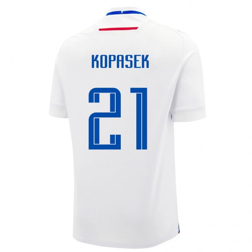 Danxen Mann Slovakia Samuel Kopasek #21 Hvit Bortetrøye Drakt Trøye 24-26 Skjorter T-Skjorte