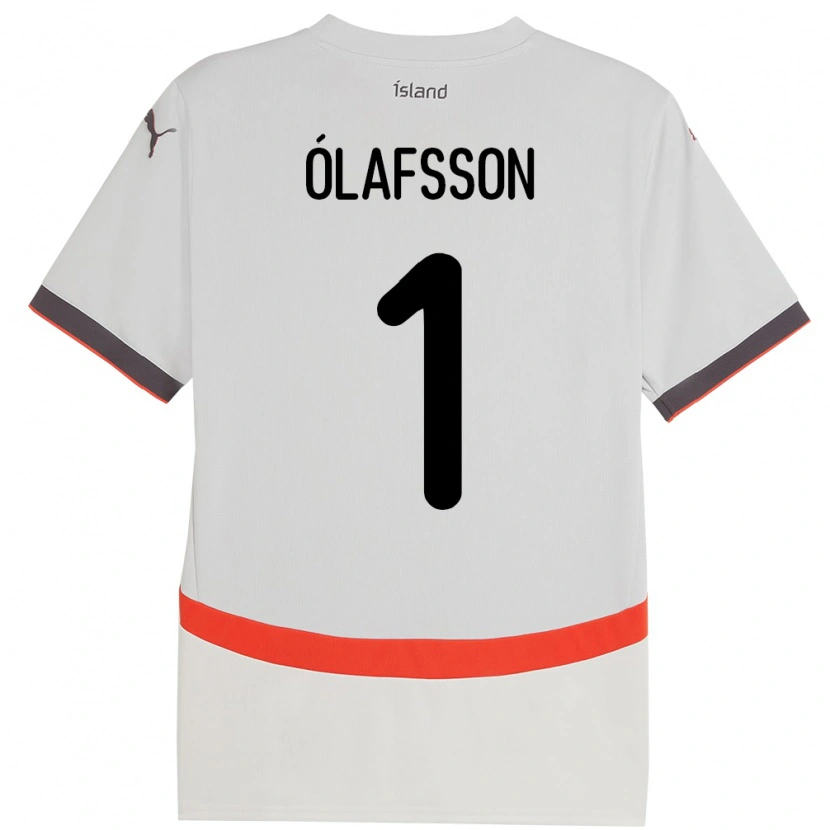 Danxen Mann Island Elías Ólafsson #1 Hvit Bortetrøye Drakt Trøye 24-26 Skjorter T-Skjorte