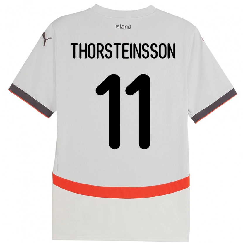 Danxen Mann Island Jón Dagur Thorsteinsson #11 Hvit Bortetrøye Drakt Trøye 24-26 Skjorter T-Skjorte