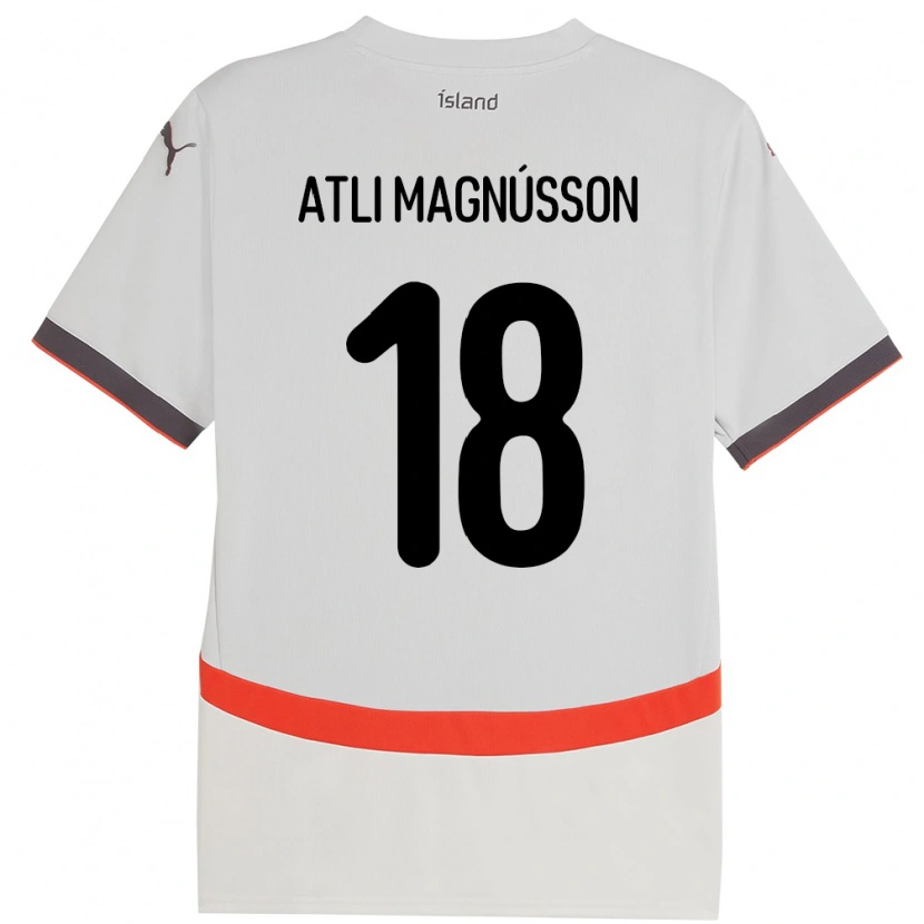 Danxen Mann Island Saevar Atli Magnússon #18 Hvit Bortetrøye Drakt Trøye 24-26 Skjorter T-Skjorte