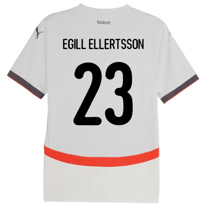 Danxen Mann Island Mikael Egill Ellertsson #23 Hvit Bortetrøye Drakt Trøye 24-26 Skjorter T-Skjorte