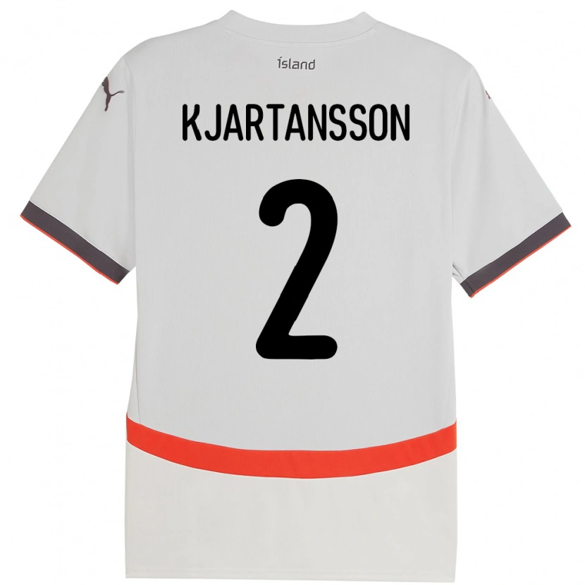 Danxen Mann Island Emil Máni Breiddal Kjartansson #2 Hvit Bortetrøye Drakt Trøye 24-26 Skjorter T-Skjorte