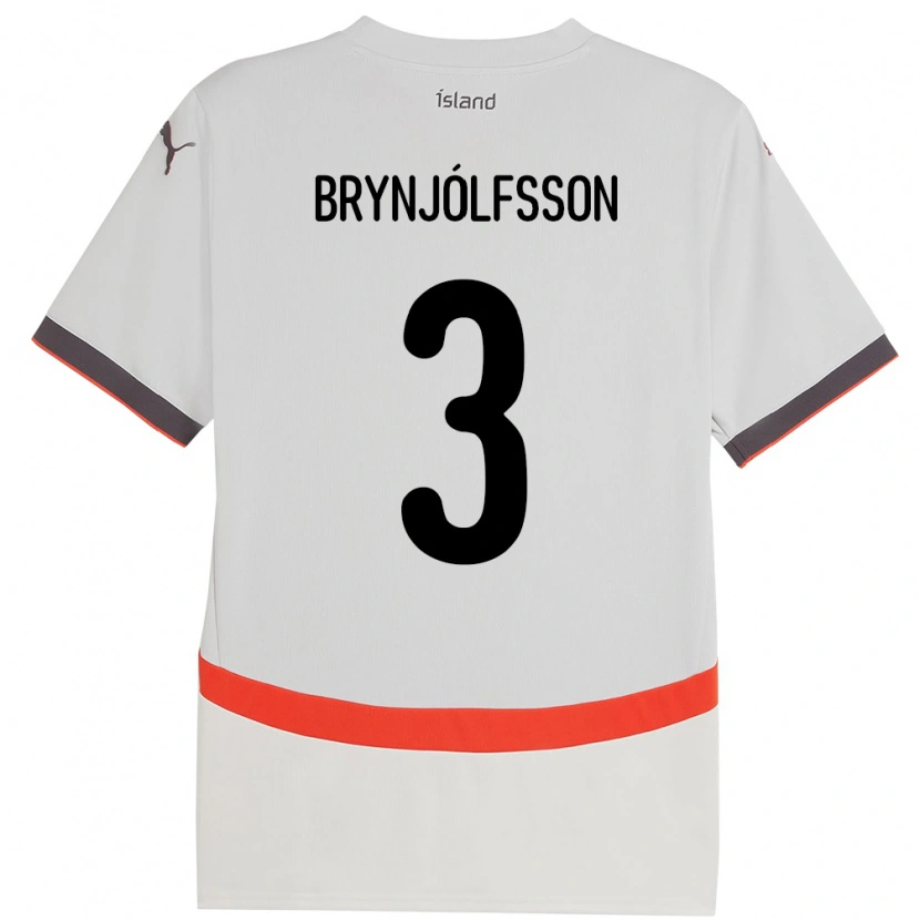 Danxen Mann Island Bjarni Gudjón Brynjólfsson #3 Hvit Bortetrøye Drakt Trøye 24-26 Skjorter T-Skjorte
