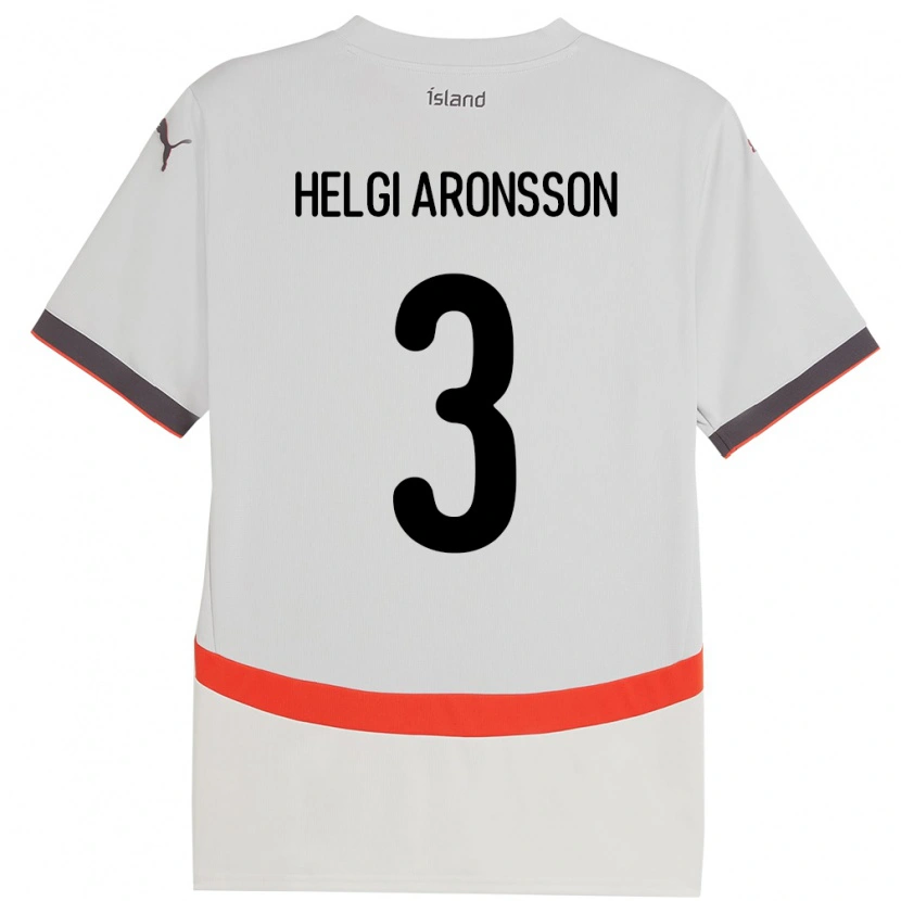 Danxen Mann Island Davíd Helgi Aronsson #3 Hvit Bortetrøye Drakt Trøye 24-26 Skjorter T-Skjorte