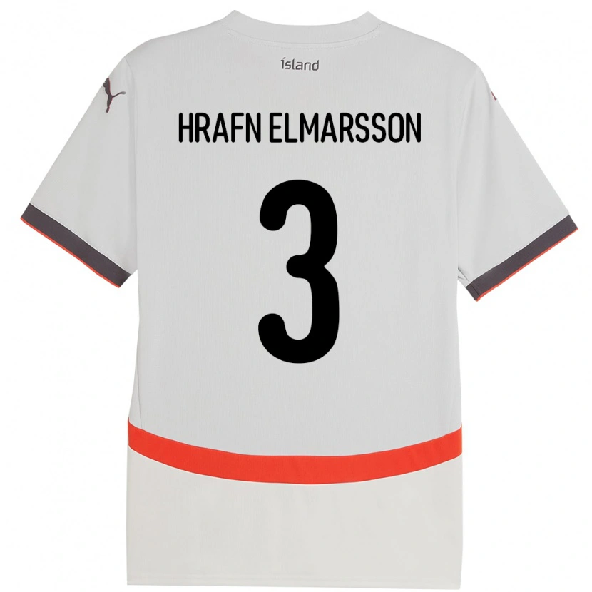 Danxen Mann Island Leó Hrafn Elmarsson #3 Hvit Bortetrøye Drakt Trøye 24-26 Skjorter T-Skjorte