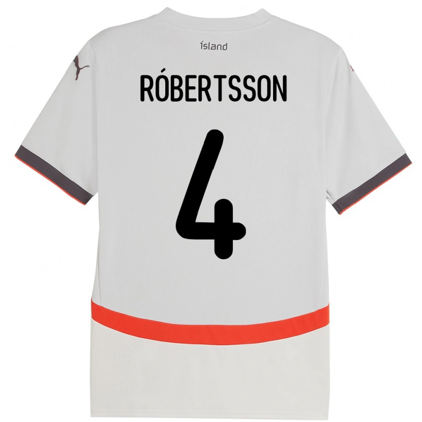 Danxen Mann Island Logi Hrafn Róbertsson #4 Hvit Bortetrøye Drakt Trøye 24-26 Skjorter T-Skjorte