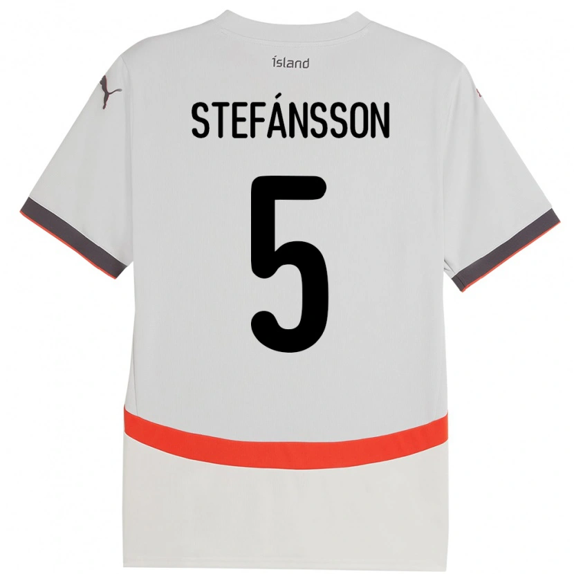 Danxen Mann Island Sölvi Stefánsson #5 Hvit Bortetrøye Drakt Trøye 24-26 Skjorter T-Skjorte