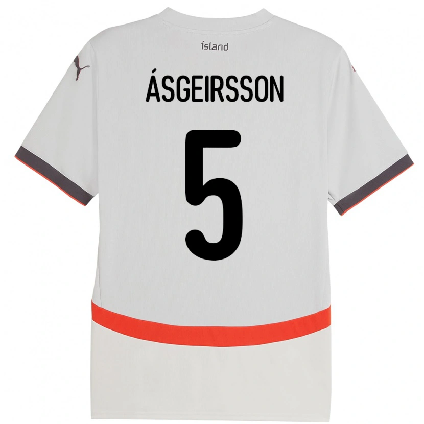 Danxen Mann Island Sölvi Snaer Ásgeirsson #5 Hvit Bortetrøye Drakt Trøye 24-26 Skjorter T-Skjorte