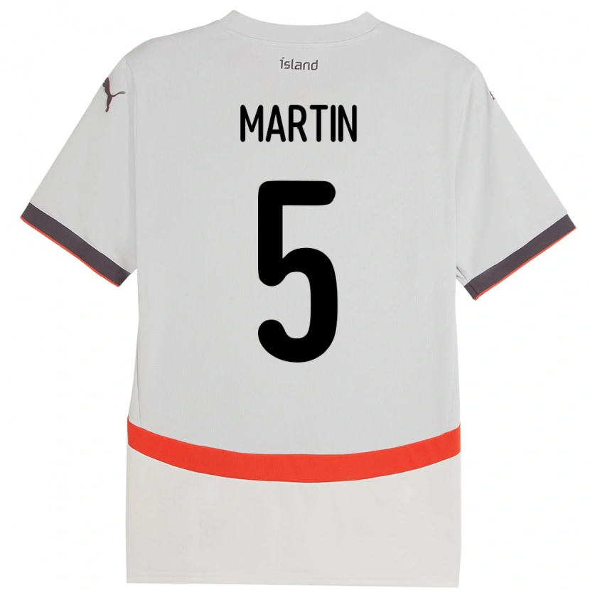 Danxen Mann Island Markús Andri Daníelsson Martin #5 Hvit Bortetrøye Drakt Trøye 24-26 Skjorter T-Skjorte