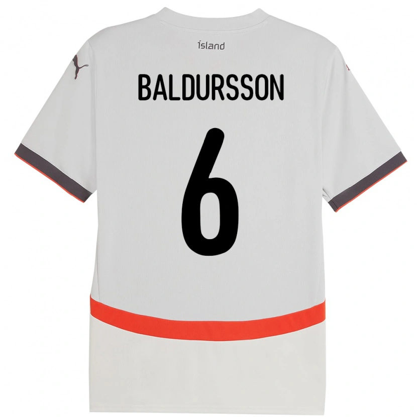 Danxen Mann Island Breki Baldursson #6 Hvit Bortetrøye Drakt Trøye 24-26 Skjorter T-Skjorte