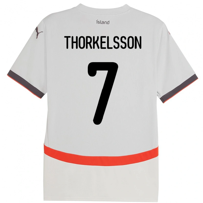 Danxen Mann Island Róbert Frosti Thorkelsson #7 Hvit Bortetrøye Drakt Trøye 24-26 Skjorter T-Skjorte