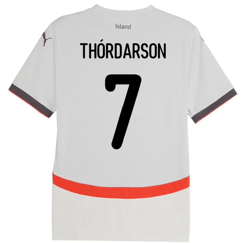 Danxen Mann Island Stígur Thórdarson #7 Hvit Bortetrøye Drakt Trøye 24-26 Skjorter T-Skjorte