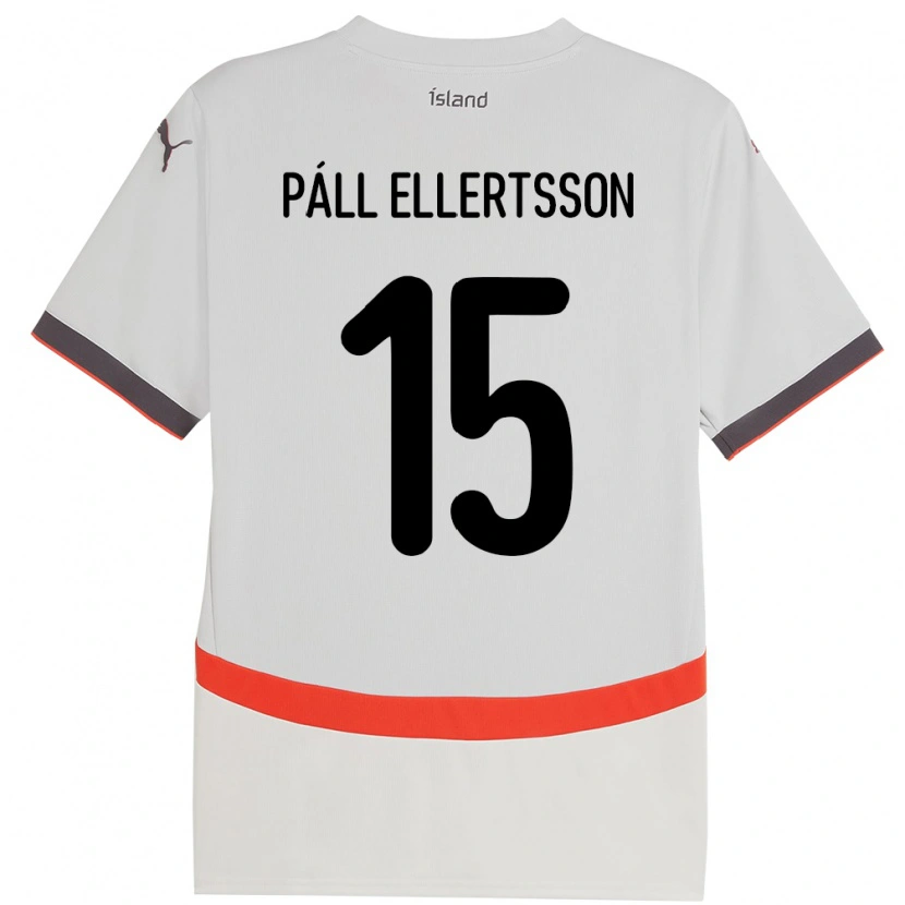 Danxen Mann Island Markús Páll Ellertsson #15 Hvit Bortetrøye Drakt Trøye 24-26 Skjorter T-Skjorte