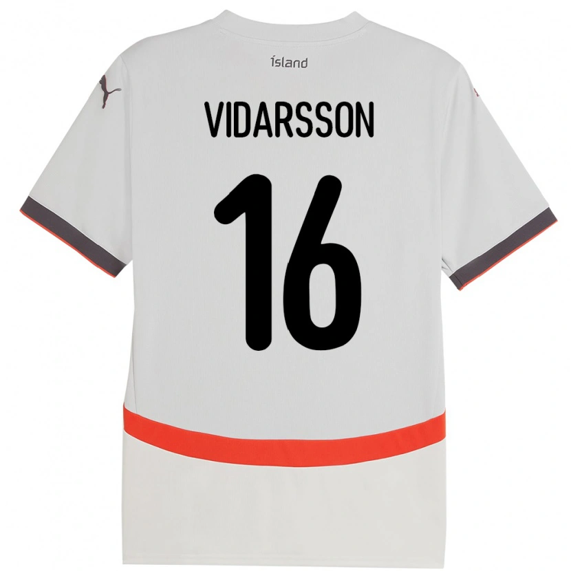 Danxen Mann Island Viktor Vidarsson #16 Hvit Bortetrøye Drakt Trøye 24-26 Skjorter T-Skjorte