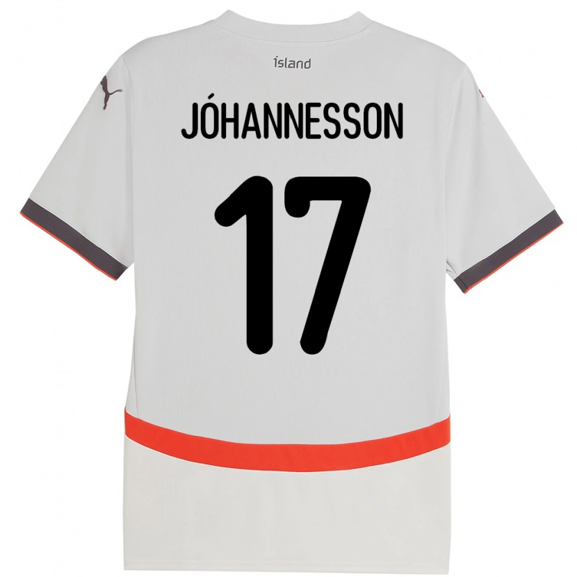 Danxen Mann Island Daniel Jóhannesson #17 Hvit Bortetrøye Drakt Trøye 24-26 Skjorter T-Skjorte