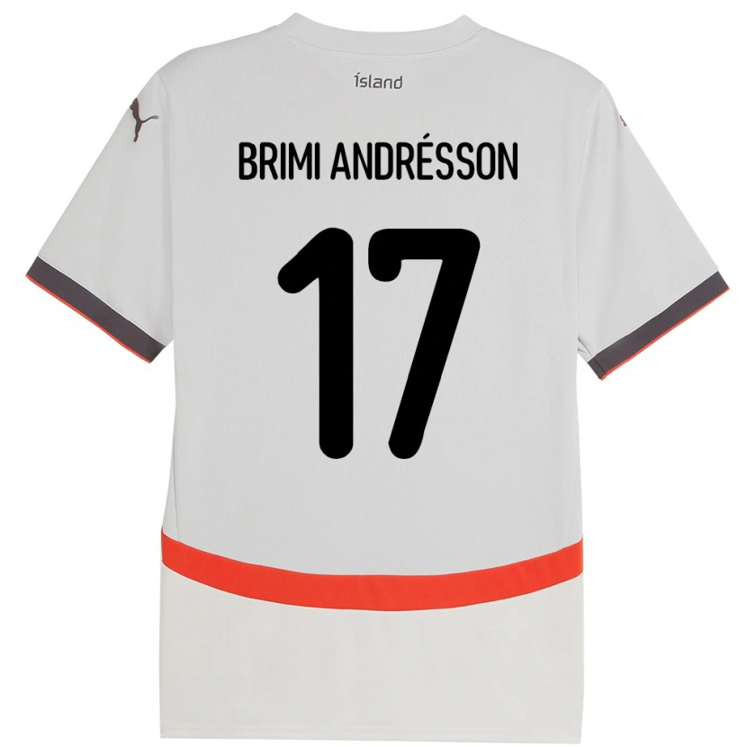 Danxen Mann Island Björgvin Brimi Andrésson #17 Hvit Bortetrøye Drakt Trøye 24-26 Skjorter T-Skjorte