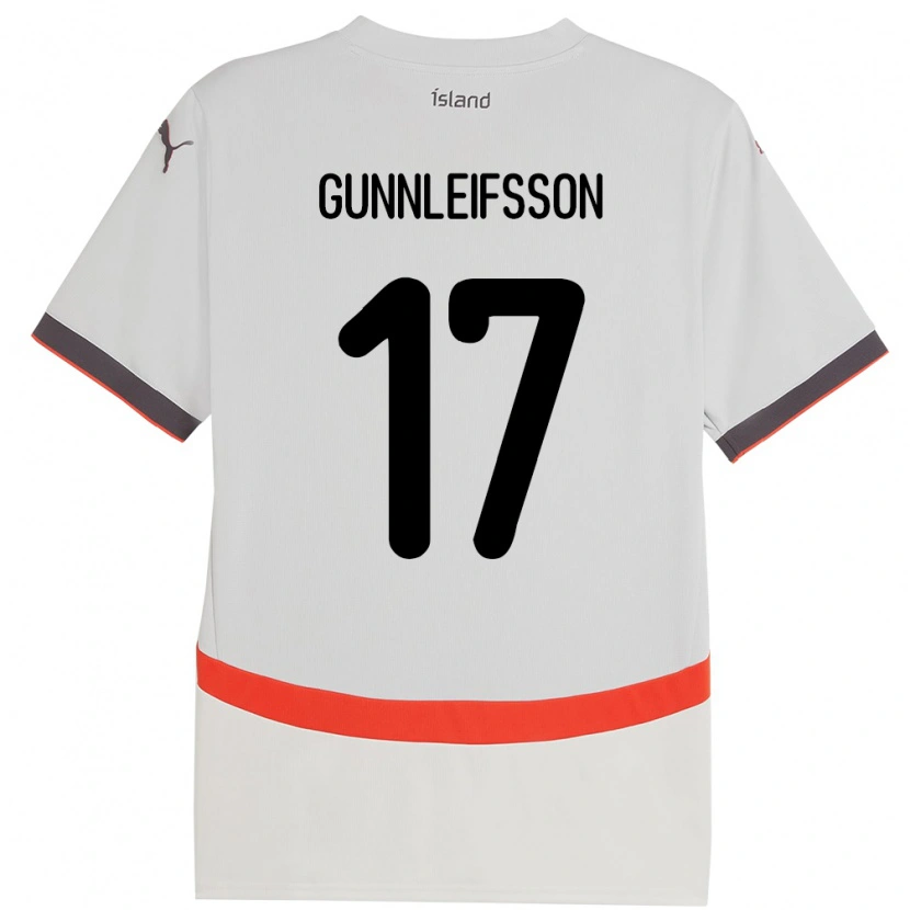 Danxen Mann Island Gunnleifur Orri Gunnleifsson #17 Hvit Bortetrøye Drakt Trøye 24-26 Skjorter T-Skjorte