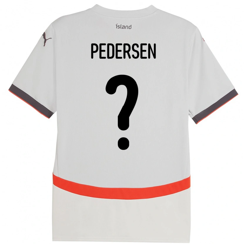 Danxen Mann Island Lára Pedersen #0 Hvit Bortetrøye Drakt Trøye 24-26 Skjorter T-Skjorte