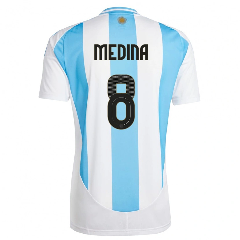 Danxen Dame Argentina Cristian Medina #8 Hvit Blå Hjemmetrøye Drakt Trøye 24-26 Skjorter T-Skjorte