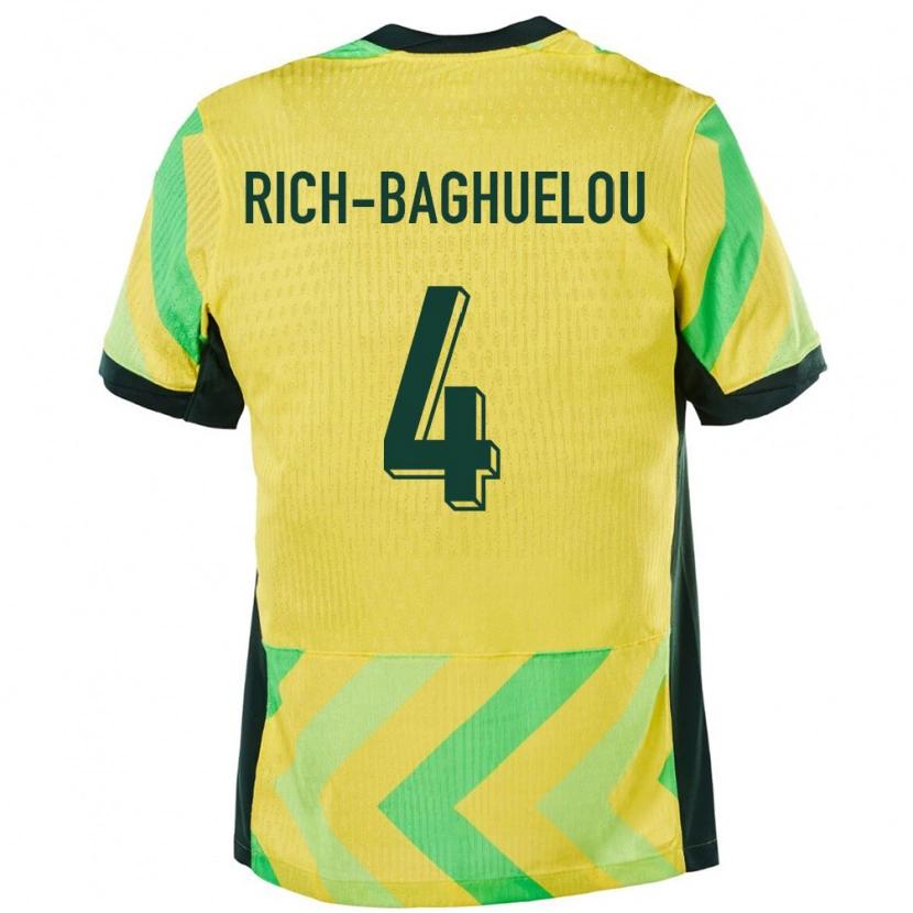 Danxen Dame Australia Jay Rich Baghuelou #4 Gyllen Hjemmetrøye Drakt Trøye 24-26 Skjorter T-Skjorte