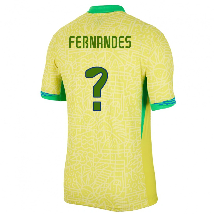 Danxen Dame Brasil Nathan Fernandes #0 Gul Hjemmetrøye Drakt Trøye 24-26 Skjorter T-Skjorte