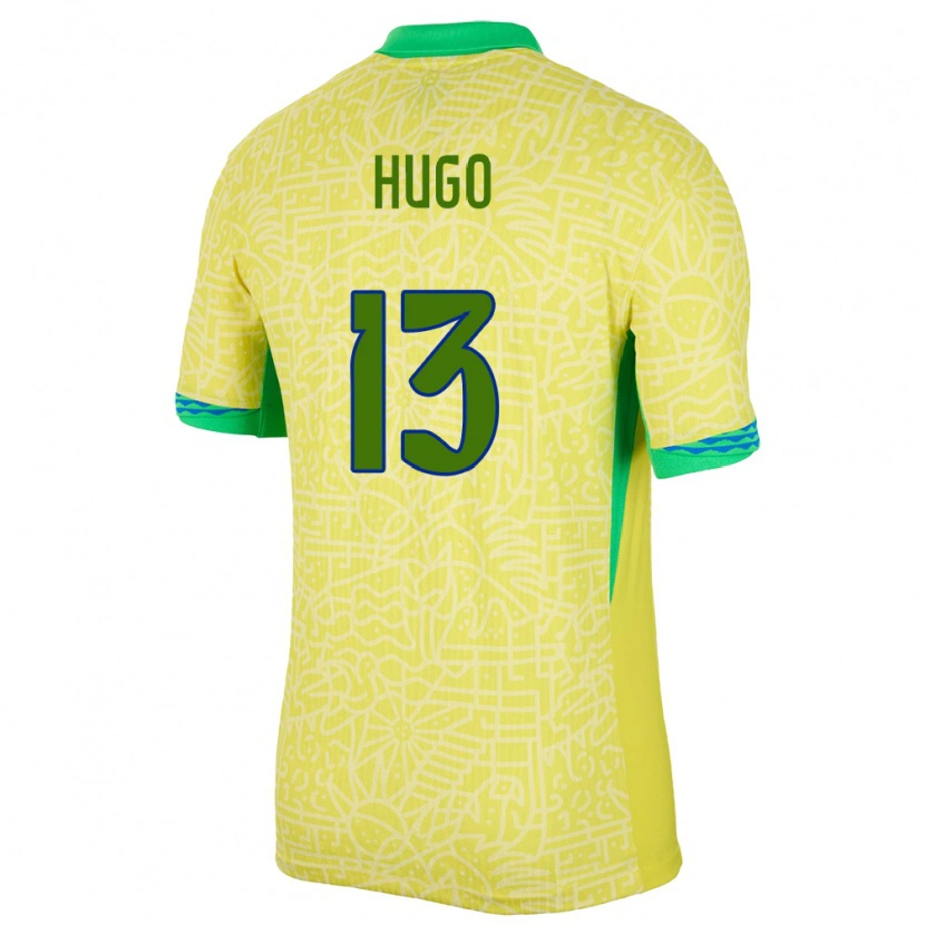 Danxen Dame Brasil Vitor Hugo #13 Gul Hjemmetrøye Drakt Trøye 24-26 Skjorter T-Skjorte