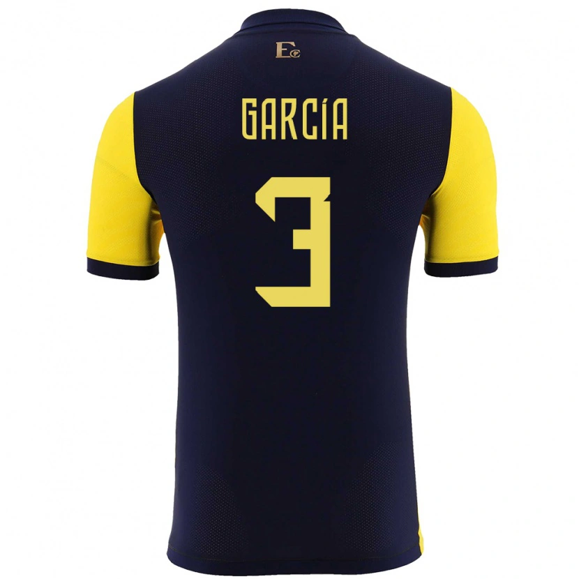 Danxen Dame Ecuador Christian García #3 Gul Hjemmetrøye Drakt Trøye 24-26 Skjorter T-Skjorte