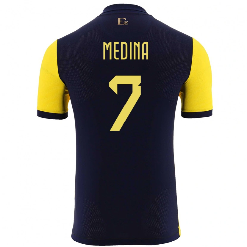 Danxen Dame Ecuador Yaimar Medina #7 Gul Hjemmetrøye Drakt Trøye 24-26 Skjorter T-Skjorte