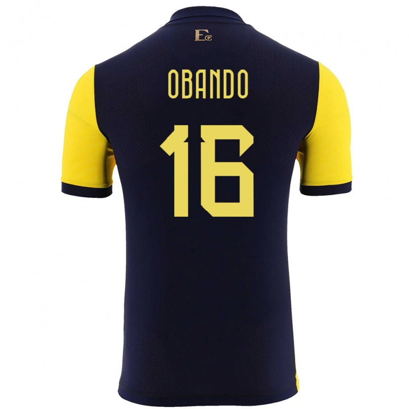 Danxen Dame Ecuador Allen Obando #16 Gul Hjemmetrøye Drakt Trøye 24-26 Skjorter T-Skjorte