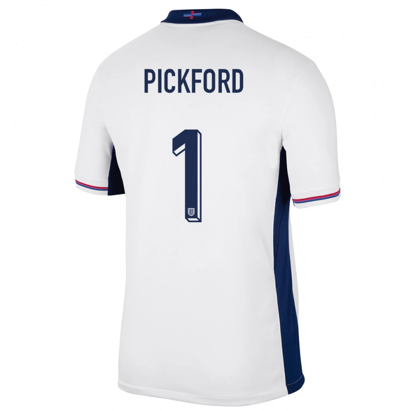 Danxen Dame England Jordan Pickford #1 Hvit Hjemmetrøye Drakt Trøye 24-26 Skjorter T-Skjorte