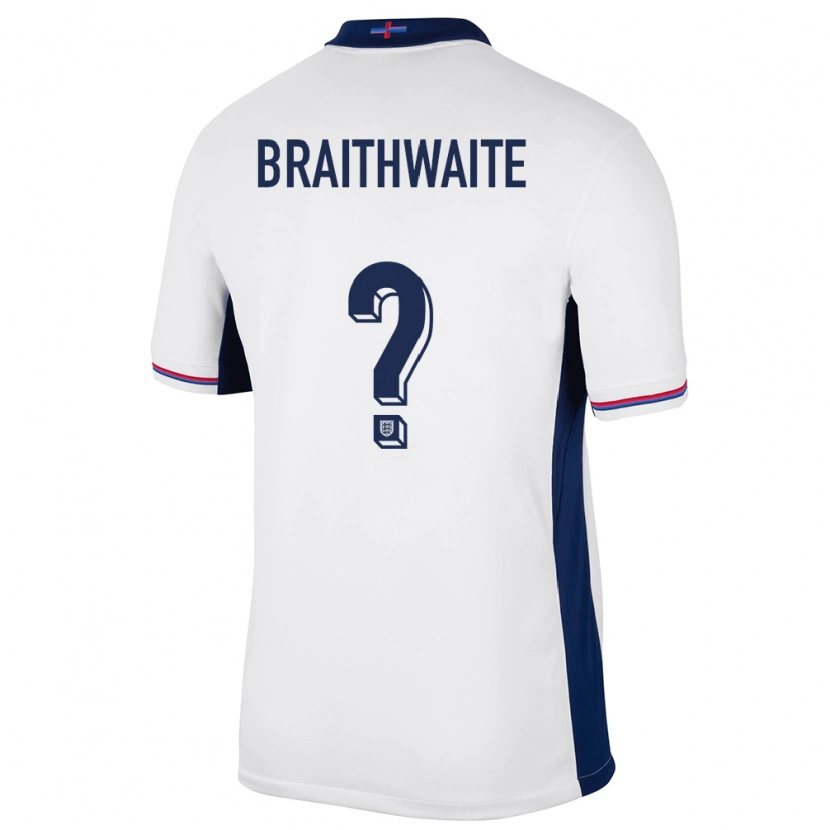 Danxen Dame England Kaden Braithwaite #0 Hvit Hjemmetrøye Drakt Trøye 24-26 Skjorter T-Skjorte