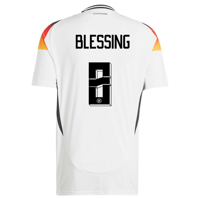 Danxen Dame Tyskland Èlisée Blessing #8 Hvit Hjemmetrøye Drakt Trøye 24-26 Skjorter T-Skjorte