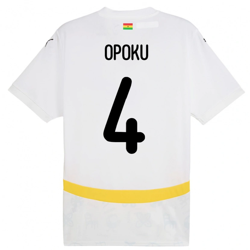 Danxen Dame Ghana Nicholas Opoku #4 Hvit Hjemmetrøye Drakt Trøye 24-26 Skjorter T-Skjorte