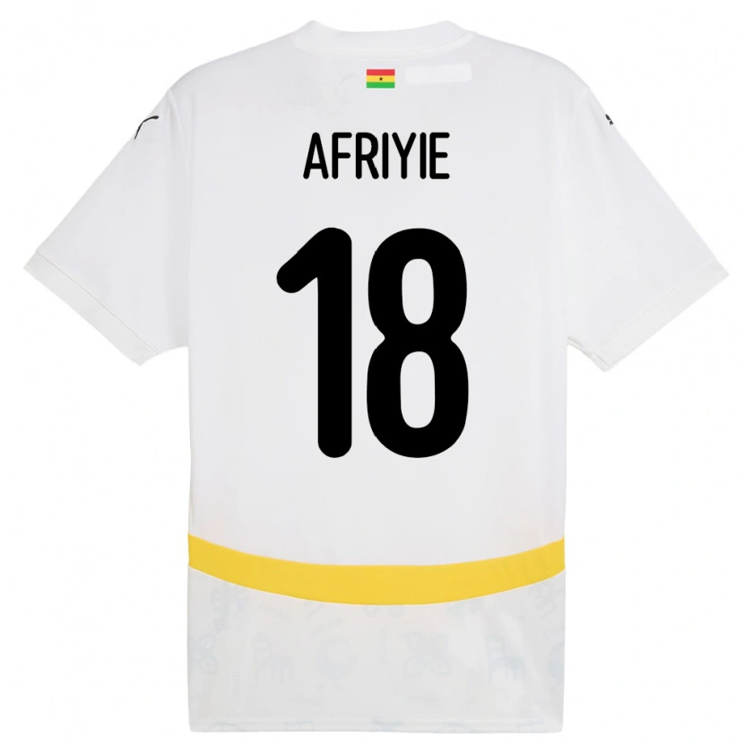 Danxen Dame Ghana Daniel Afriyie #18 Hvit Hjemmetrøye Drakt Trøye 24-26 Skjorter T-Skjorte