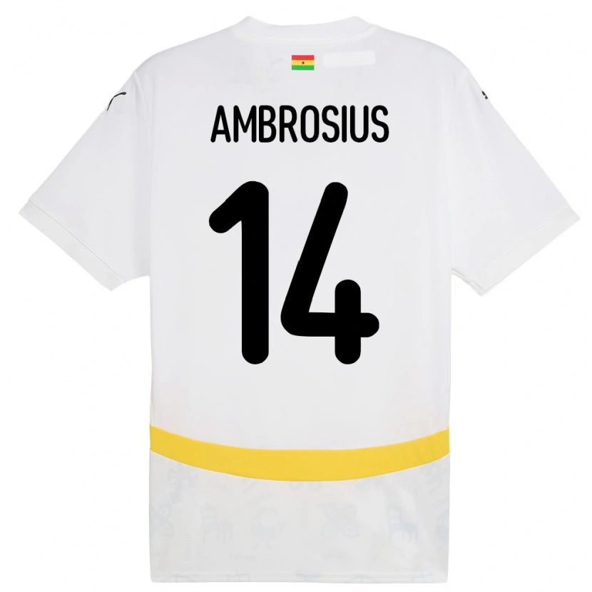 Danxen Dame Ghana Stephan Ambrosius #14 Hvit Hjemmetrøye Drakt Trøye 24-26 Skjorter T-Skjorte
