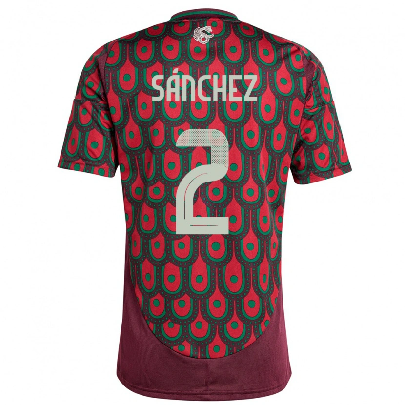 Danxen Dame Mexico Jorge Sánchez #2 Rødbrun Hjemmetrøye Drakt Trøye 24-26 Skjorter T-Skjorte