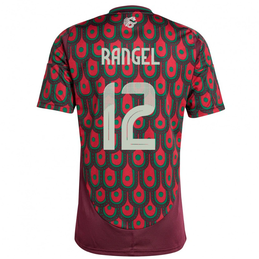 Danxen Dame Mexico Raúl Rangel #12 Rødbrun Hjemmetrøye Drakt Trøye 24-26 Skjorter T-Skjorte