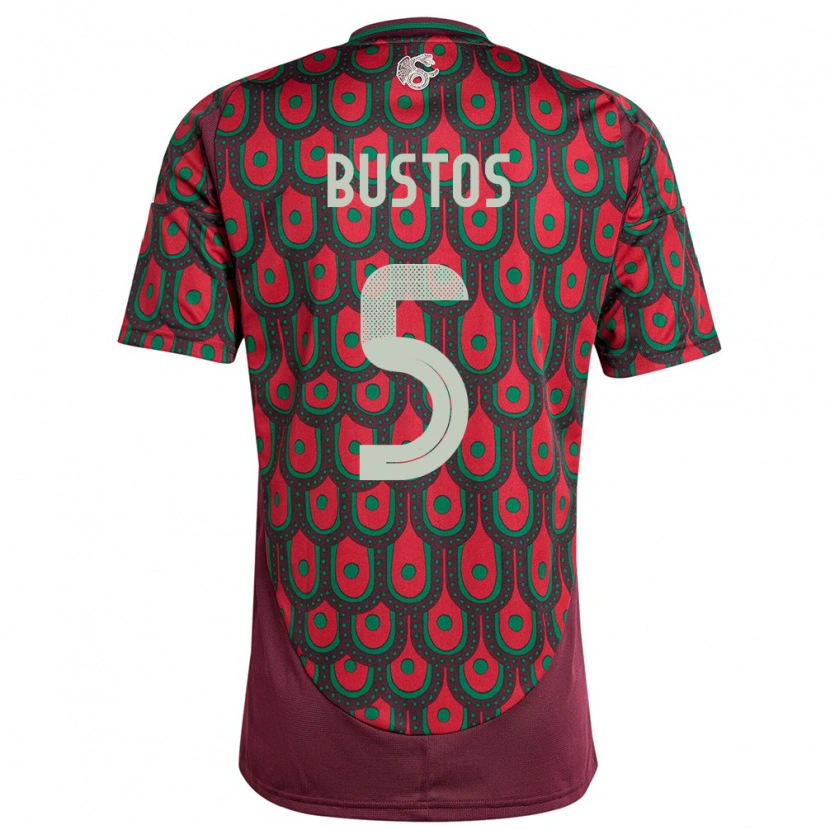 Danxen Dame Mexico César Bustos #5 Rødbrun Hjemmetrøye Drakt Trøye 24-26 Skjorter T-Skjorte