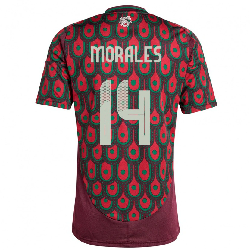 Danxen Dame Mexico Amaury Morales #14 Rødbrun Hjemmetrøye Drakt Trøye 24-26 Skjorter T-Skjorte