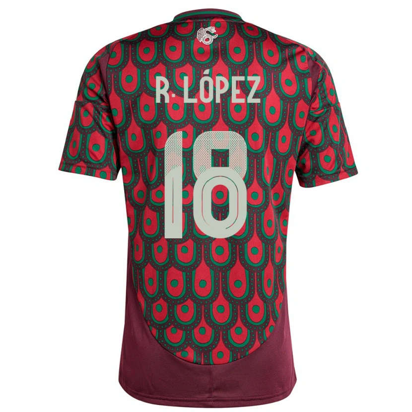 Danxen Dame Mexico Rodrigo López #18 Rødbrun Hjemmetrøye Drakt Trøye 24-26 Skjorter T-Skjorte