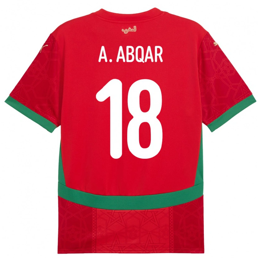 Danxen Dame Marokko Abdel Abqar #18 Rød Hjemmetrøye Drakt Trøye 24-26 Skjorter T-Skjorte