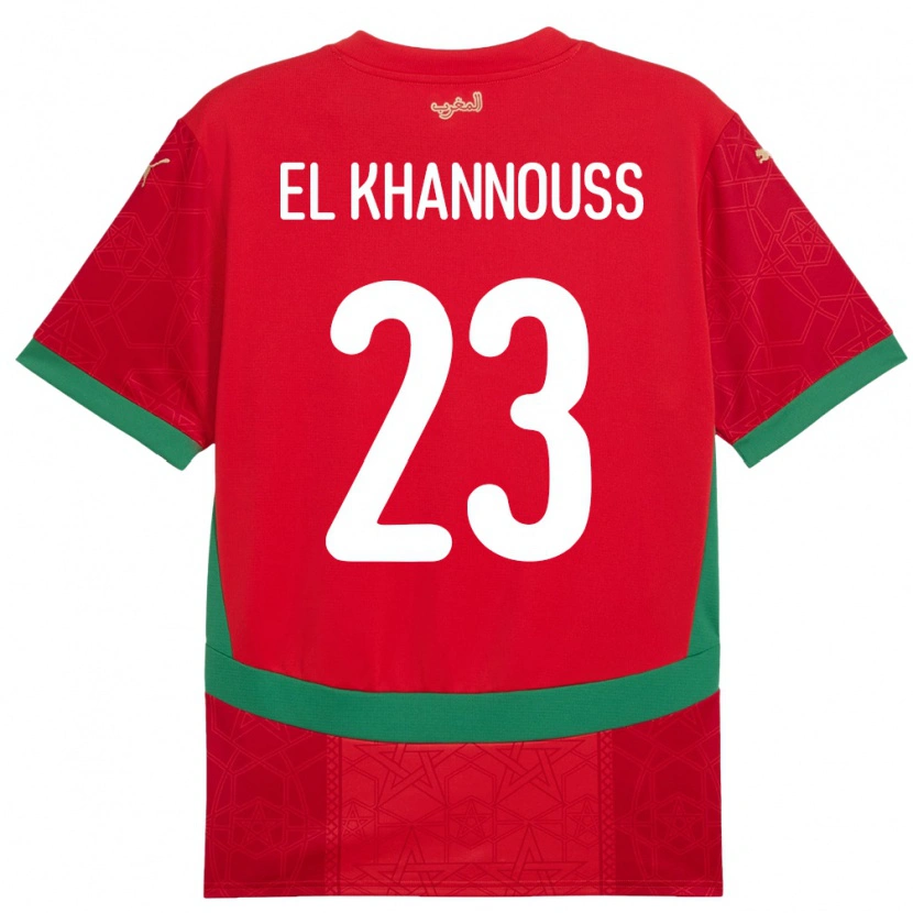 Danxen Dame Marokko Bilal El Khannouss #23 Rød Hjemmetrøye Drakt Trøye 24-26 Skjorter T-Skjorte