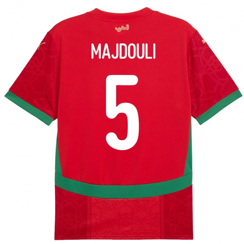 Danxen Dame Marokko Wael Majdouli #5 Rød Hjemmetrøye Drakt Trøye 24-26 Skjorter T-Skjorte