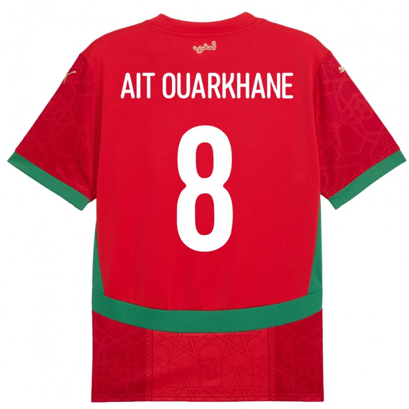 Danxen Dame Marokko Khalid Aït Ouarkhane #8 Rød Hjemmetrøye Drakt Trøye 24-26 Skjorter T-Skjorte