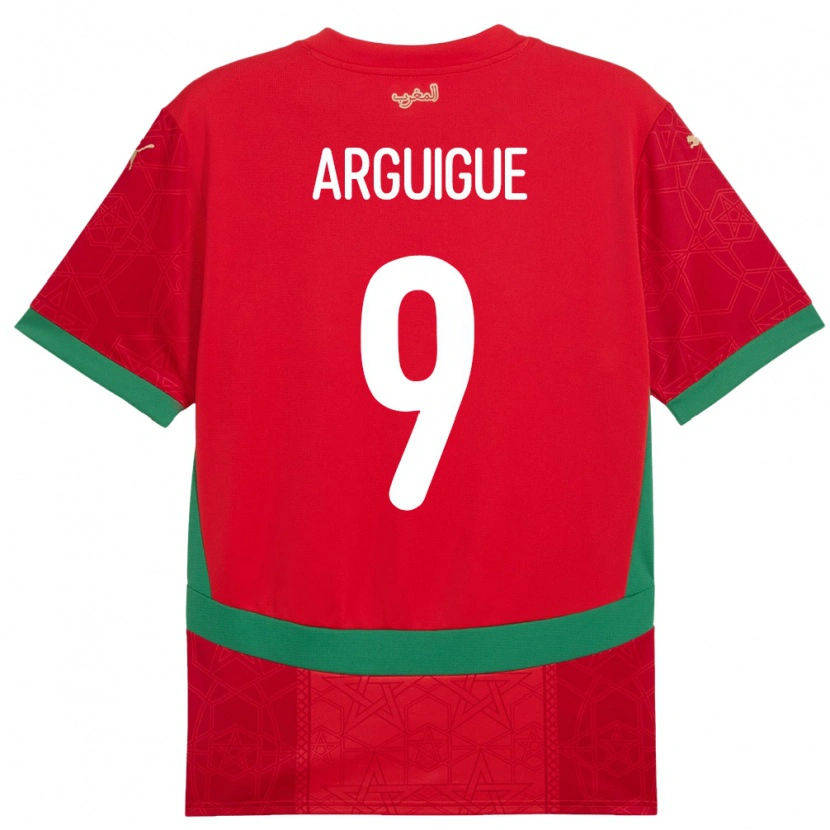 Danxen Dame Marokko Ayman Arguigue #9 Rød Hjemmetrøye Drakt Trøye 24-26 Skjorter T-Skjorte