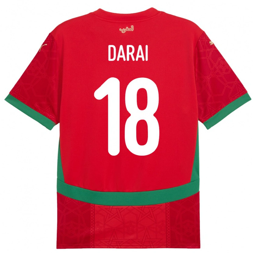 Danxen Dame Marokko Hamza Darai #18 Rød Hjemmetrøye Drakt Trøye 24-26 Skjorter T-Skjorte