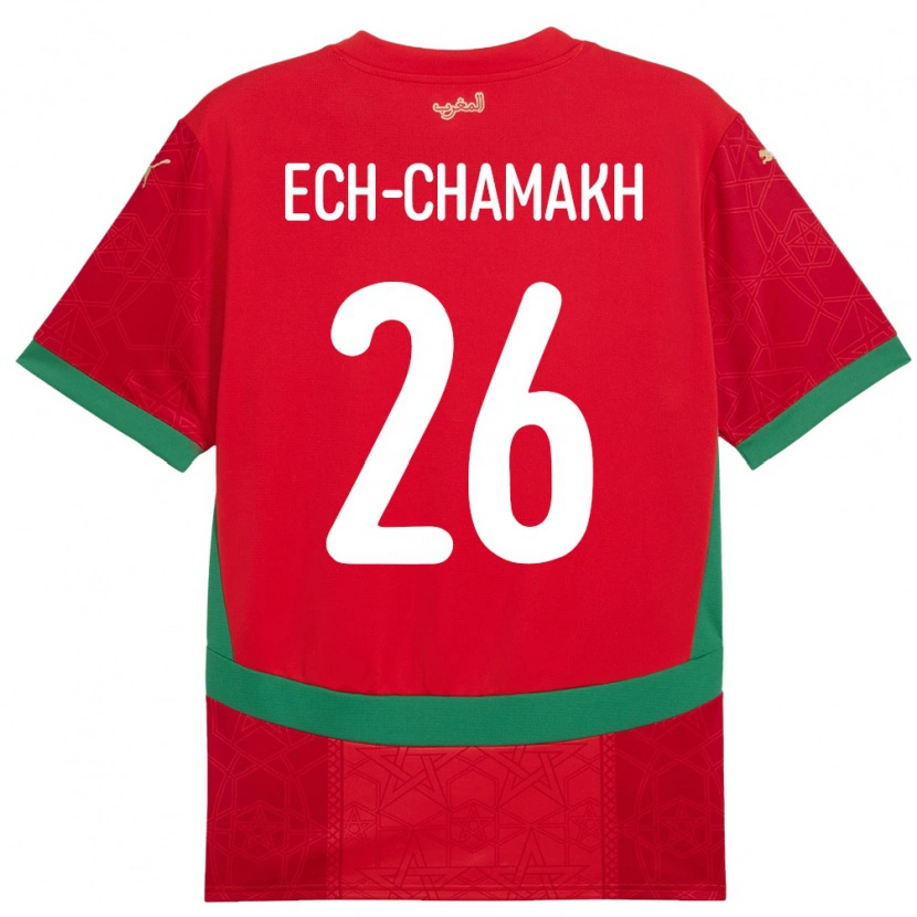 Danxen Dame Marokko Jamal Ech-Chamakh #26 Rød Hjemmetrøye Drakt Trøye 24-26 Skjorter T-Skjorte